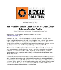 San Francisco Bicycle Coalition calls for quick action